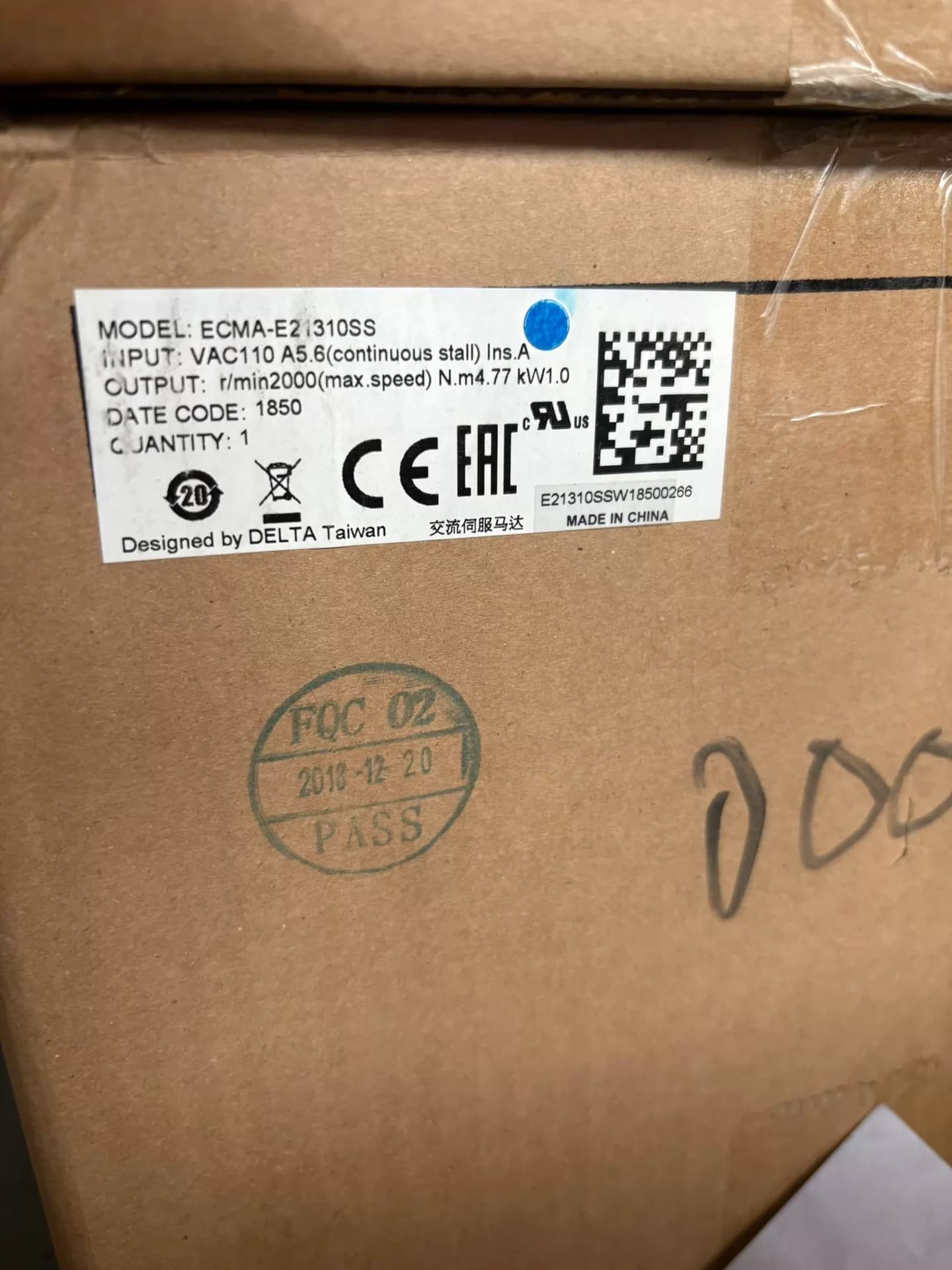 100% uhiuus originaal ja originaal Delta ECMA-E21310SS sagedusmuundurid Ajami servomootor