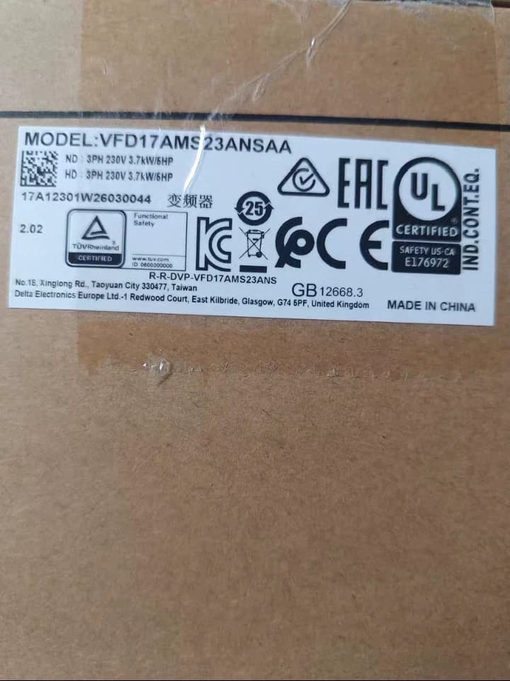 100% uhiuus originaal ja originaal Delta VFD17AMS23ANSAA 3,7KW kolmefaasiline 220V sagedusmuundurid Ajami servomootor