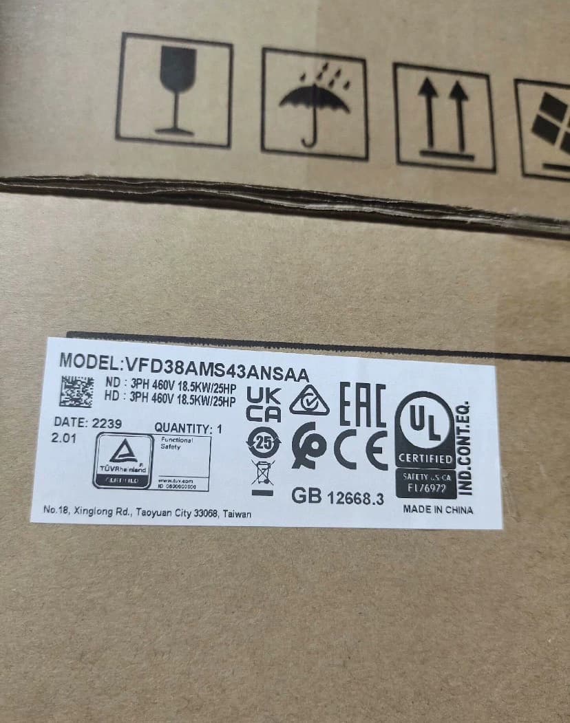 100% uhiuus originaal ja originaal Delta VFD38AMS43ANSAA 380V/18.5KW Sagedusmuundurid Ajami servomootor