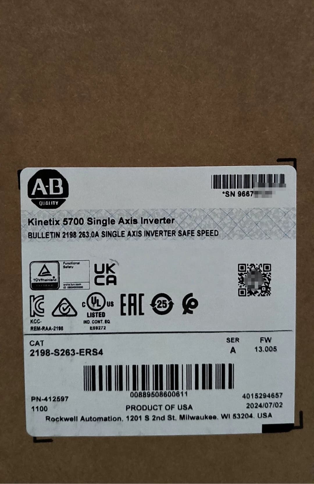 2198-S263-ERS4 Kinetix 5700 servo, täiesti uus ja originaal