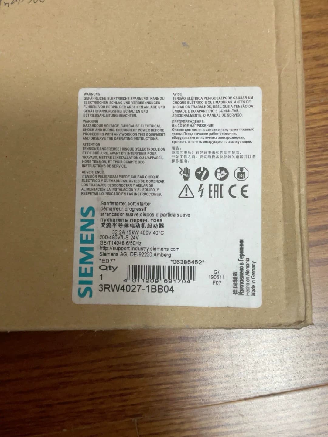 Täiesti uus, originaal, otse tehases Siemens 3RW4027-1BB04 Pehme starter SIRIUS SOFT STARTER