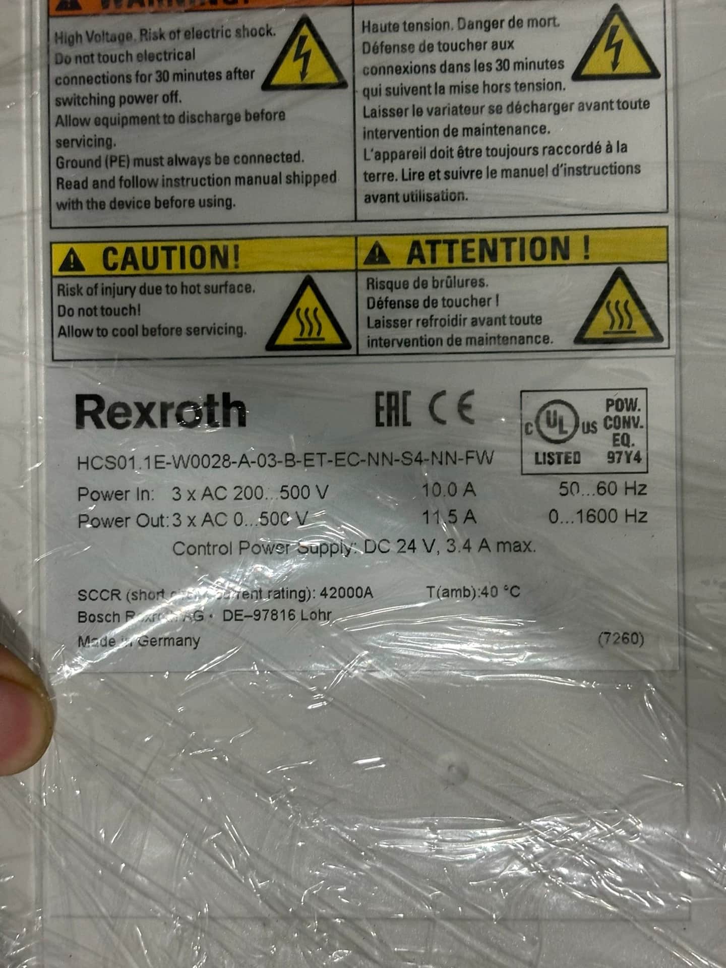Täiesti uus originaal Bosch Rexrothi servoajam HCS01.1E-W0028-A-03-B-ET-EC-NN-S4-NN-FW servomootor kiire kohaletoimetamine